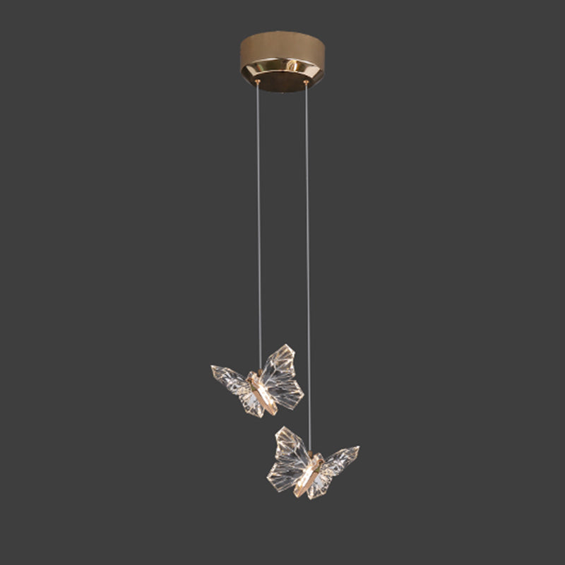 Brass Butterfly Hanging Lamp Minimalist LED Acrylic Pendant Ceiling Light for Duplex House