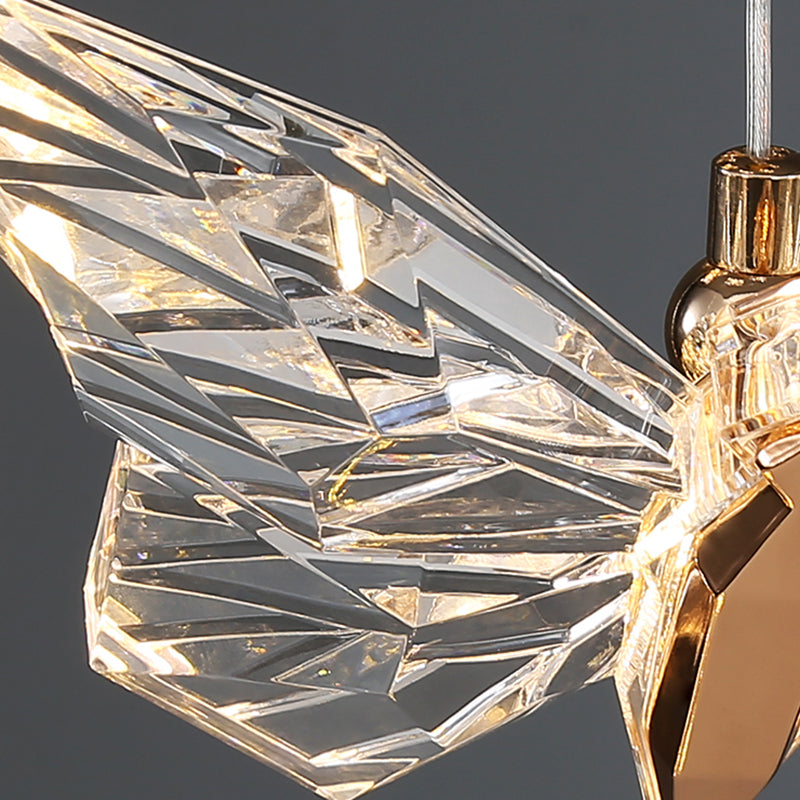 Brass Butterfly Hanging Lamp Minimalist LED Acrylic Pendant Ceiling Light for Duplex House