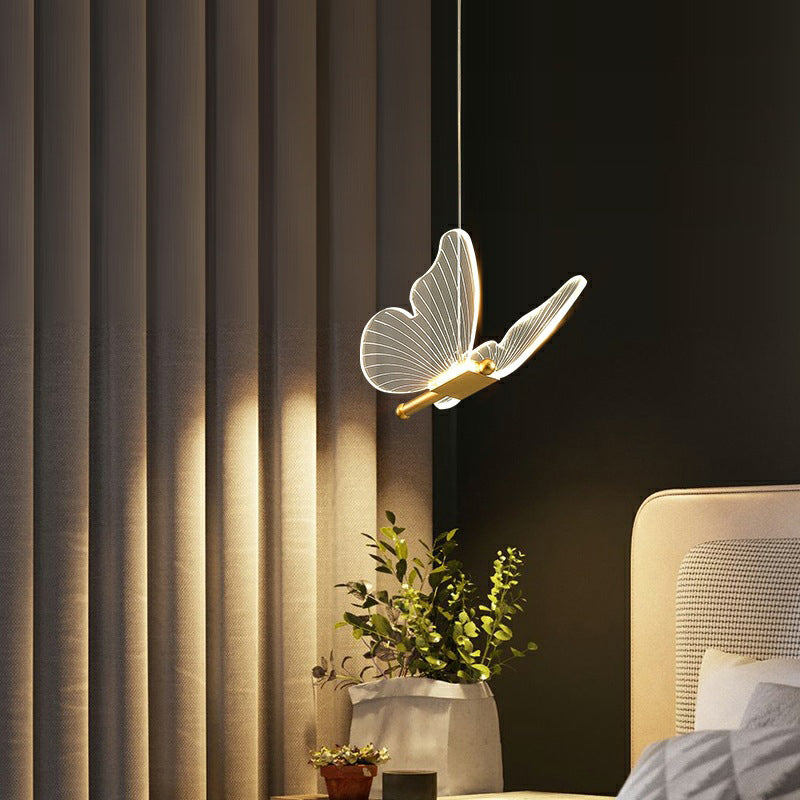 Butterfly Living Room Pendulum Light Acrylic Simple Style LED Pendant Lighting in Gold