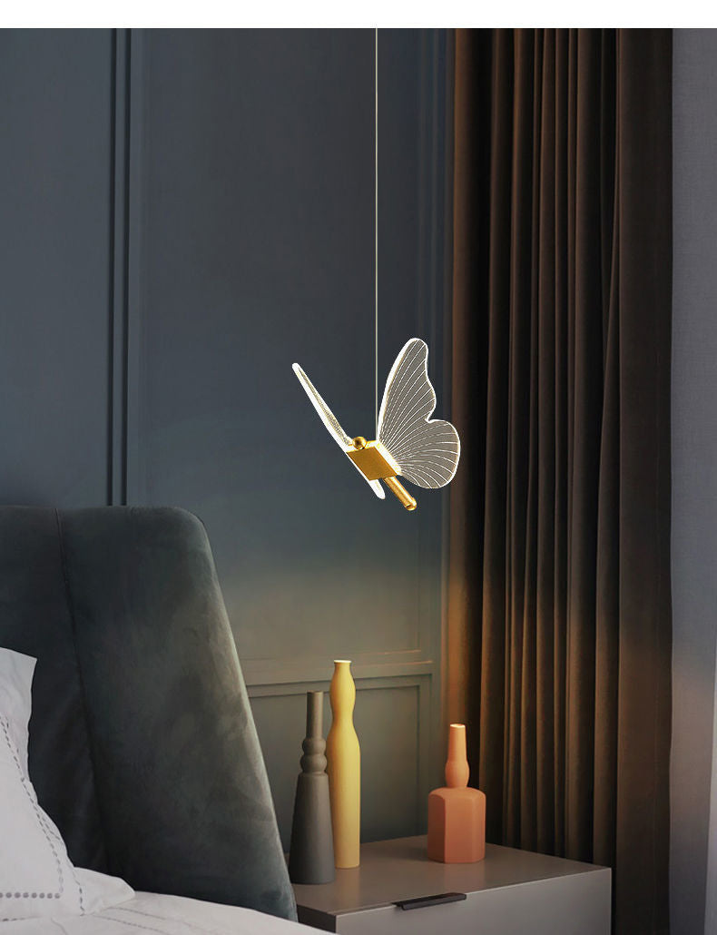 Butterfly Living Room Pendulum Light Acrylic Simple Style LED Pendant Lighting in Gold