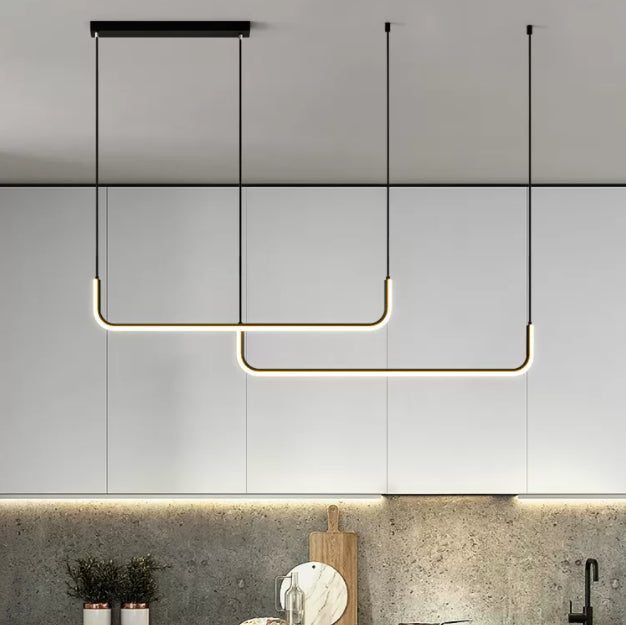 Tube Hanging Island Lights Fills d'éclairage de lustre en aluminium ultra-contemporain pour le restaurant