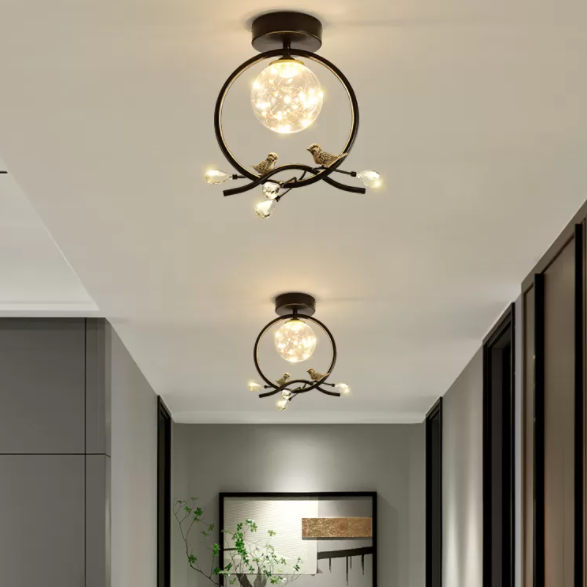 New Modern Clear Glass Flush Light Fixtures Corridor Spherical Flush Mount with Shape