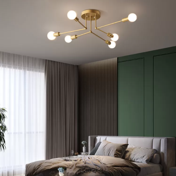 Zeitgenössische Sputnik Semi Flush Mount Glas Wohnzimmer Deckenmontage Leuchte Leuchte