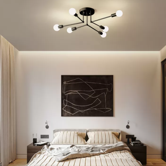 Zeitgenössische Sputnik Semi Flush Mount Glas Wohnzimmer Deckenmontage Leuchte Leuchte