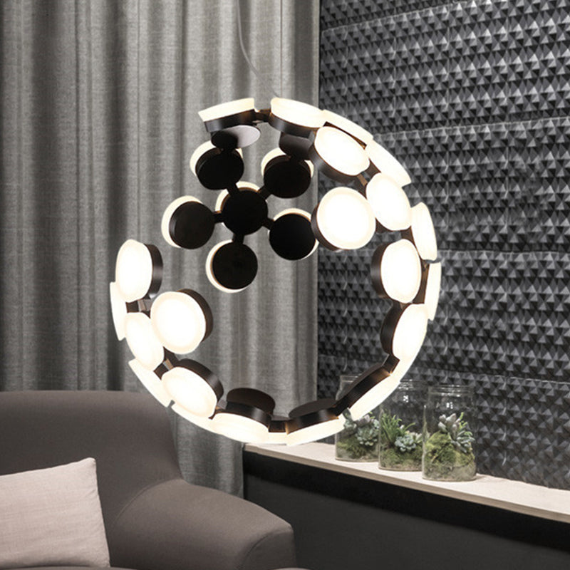 Luce a ciondolo a LED nere acrilico moderno per la lampada a ciondolo a led nera moderna per sala da pranzo