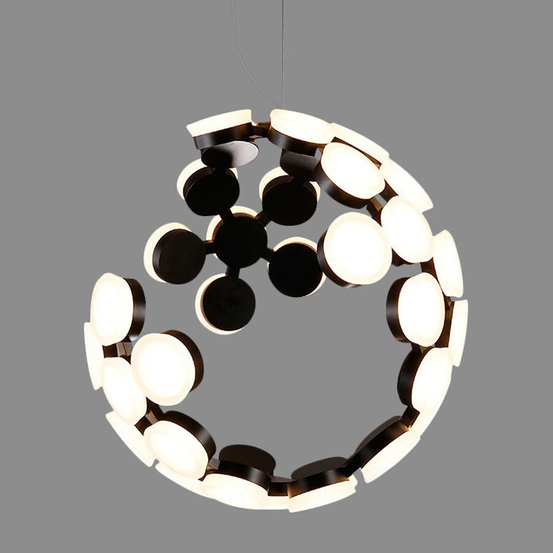 Luce a ciondolo a LED nere acrilico moderno per la lampada a ciondolo a led nera moderna per sala da pranzo