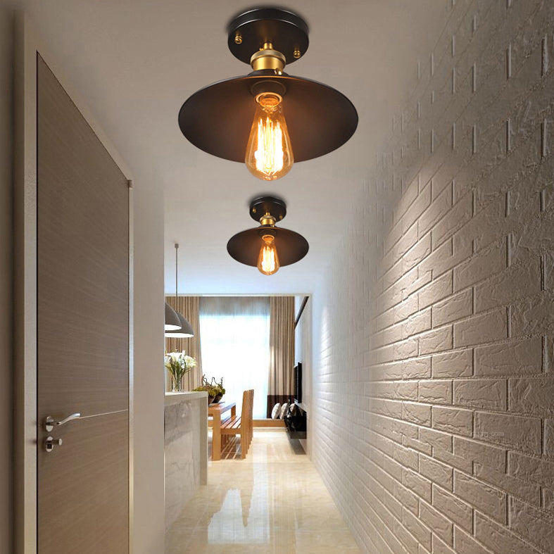 American Country Flush Mount Ceiling Light Retro Industrial Style Creative Bedroom Corridor Study Balcony Aisle Entrance Iron Lamps