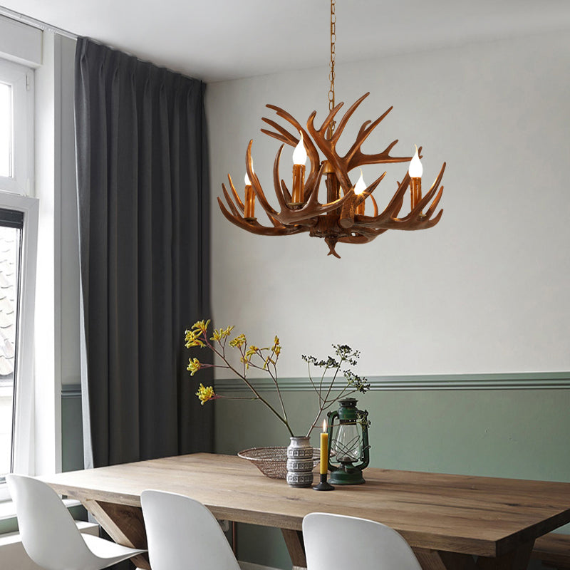 Résine Brun Plafond Branche de lustre 4/6/8 LUMIÈRES RUSTIC PRENDANT PRENDANT POUR RESTAUT