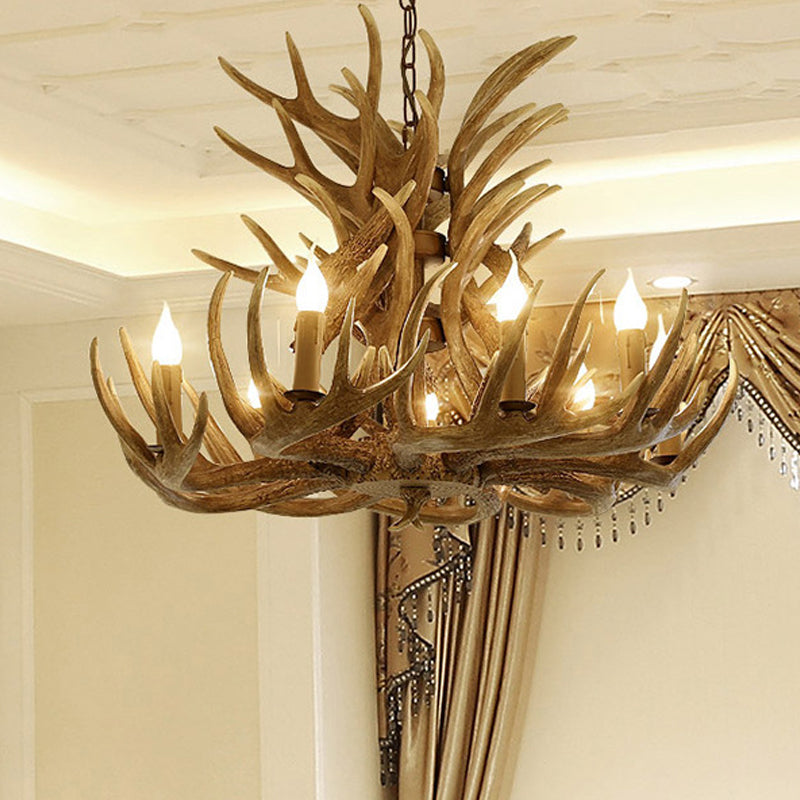 FAUX CHANDELIER CHANDELIER COTTAGE 9/12 CHEAUX RETRAIT PRENDANT PRENDANT PRENDANT en marron