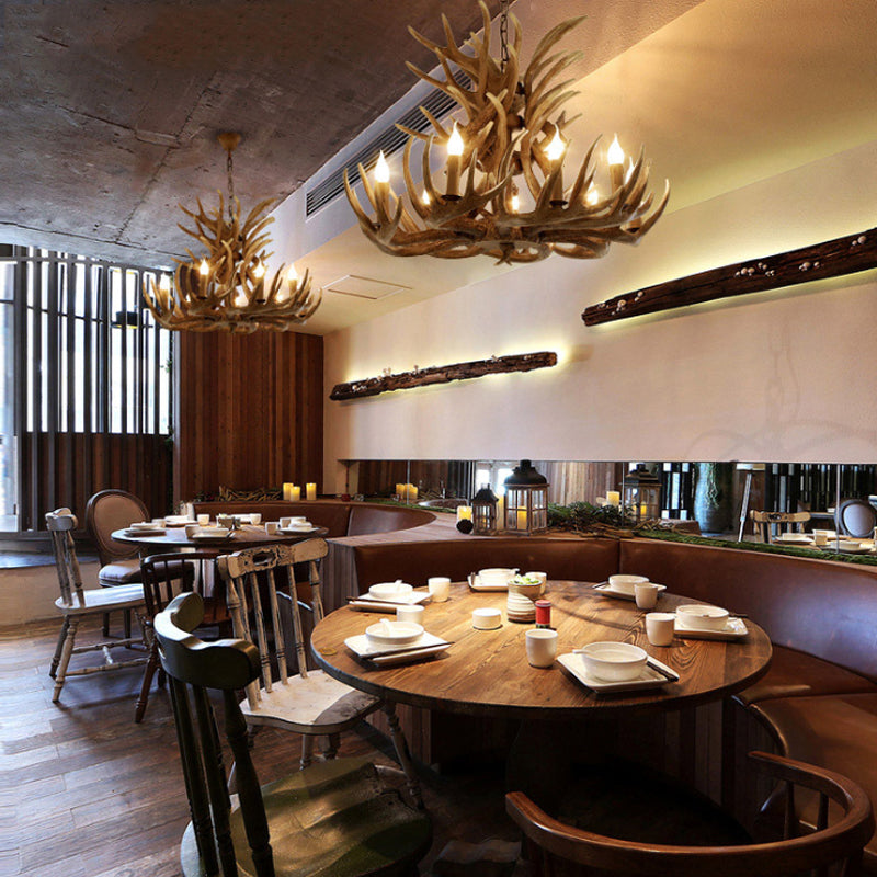 FAUX CHANDELIER CHANDELIER COTTAGE 9/12 CHEAUX RETRAIT PRENDANT PRENDANT PRENDANT en marron