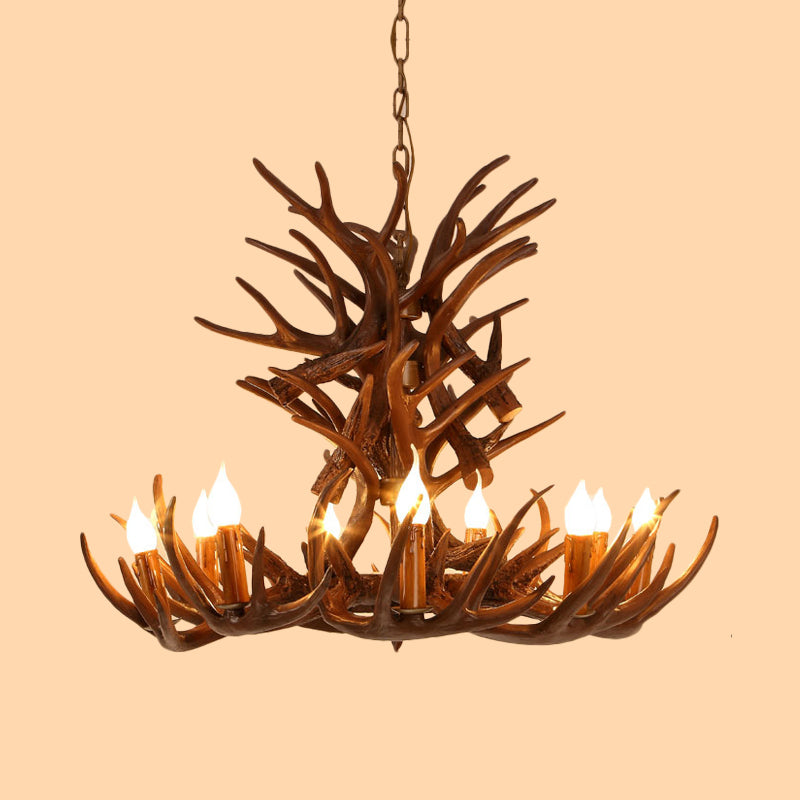 FAUX CHANDELIER CHANDELIER COTTAGE 9/12 CHEAUX RETRAIT PRENDANT PRENDANT PRENDANT en marron