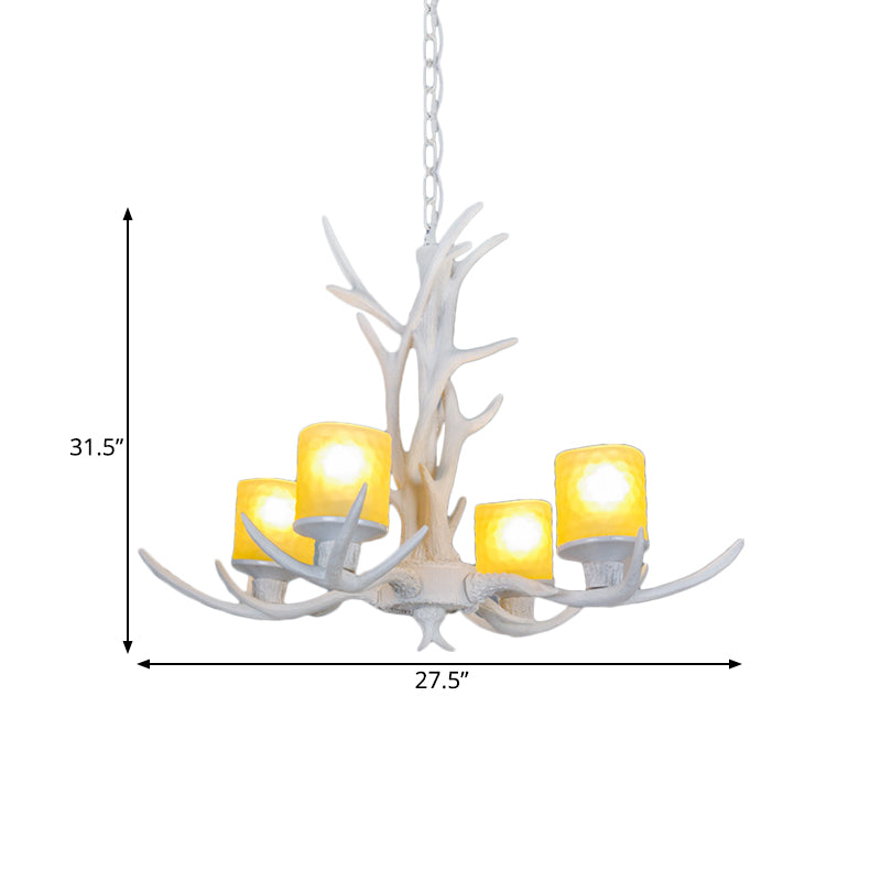 Resin Starburst Chandelier Lamp Cottage 4/6/8 Bulbes Chambre Hanging Light Kit en blanc, 27,5 "/35.5" / 39 "