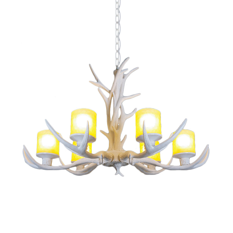 Resin Starburst Chandelier Lamp Cottage 4/6/8 Bulbes Chambre Hanging Light Kit en blanc, 27,5 "/35.5" / 39 "