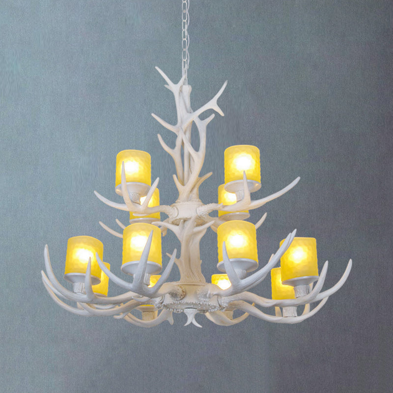 Resin Starburst Chandelier Lamp Cottage 4/6/8 Bulbes Chambre Hanging Light Kit en blanc, 27,5 "/35.5" / 39 "