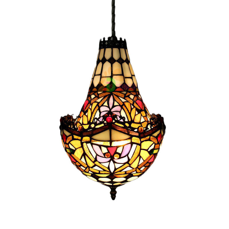 Illuminazione del lampadario a fiore Tiffany 2/3/5 luci Kit di luce a sospensione vetrata in nero in nero, 10 "/12"/16 "di larghezza