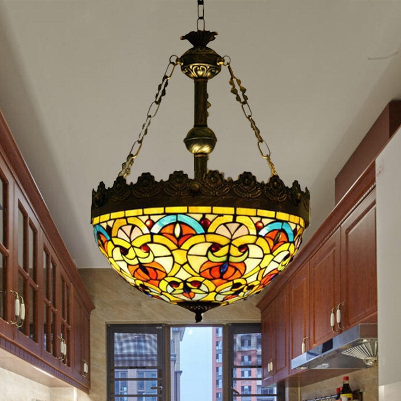 3 lumières suspendues du lustre suspendu de la libellule méditerranéenne / coeur / géométrique Pendante en laiton antique en laiton
