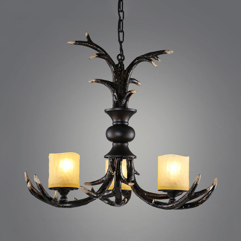 3/5 Bulbs Resin Chandelier Lighting Cottage Brown Faux Antler Living Room Ceiling Pendant Lamp