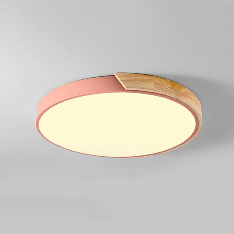 Round Flush Light Fixtures Macaron Simplicity Acrylic Ceiling Light Fixtures for Bedroom