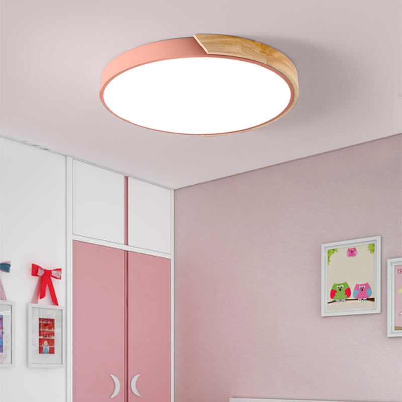 Round Flush Light Fixtures Macaron Simplicity Acrylic Ceiling Light Fixtures for Bedroom