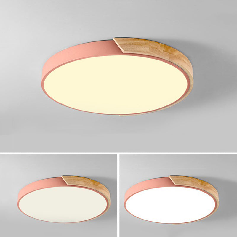 Round Flush Light Fixtures Macaron Simplicity Acrylic Ceiling Light Fixtures for Bedroom