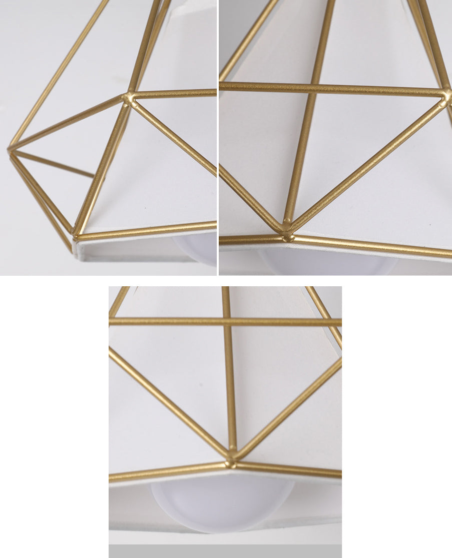 Diamond Cage Semi Flush Mount Light Fixture Industrial Iron Ceiling Mounted Fixture for Corridor