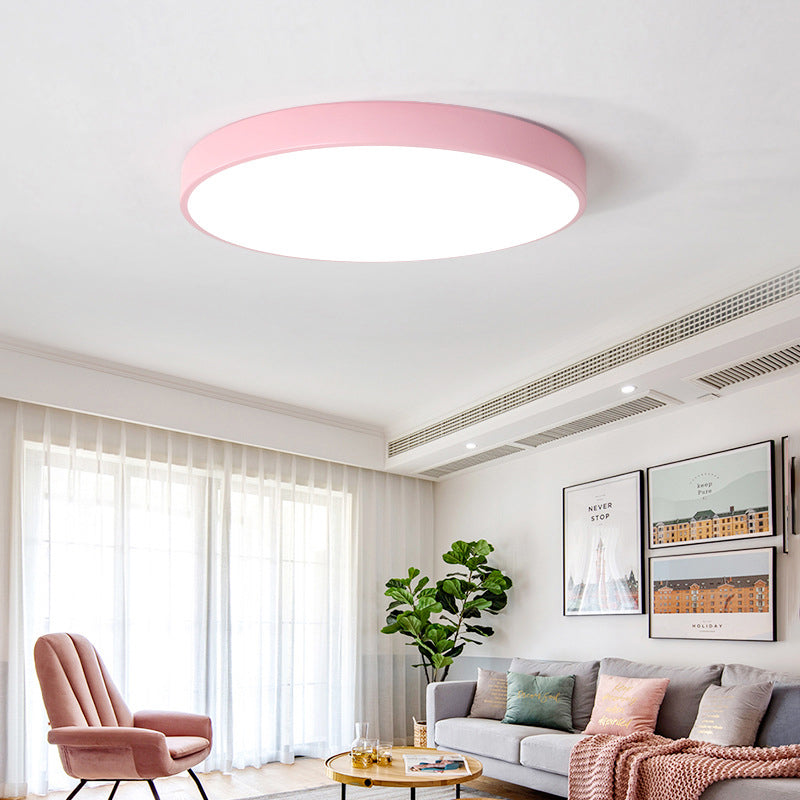 Round Flush Light Fixtures Macaron Simplicity Acrylic Ceiling Light Fixtures for Bedroom