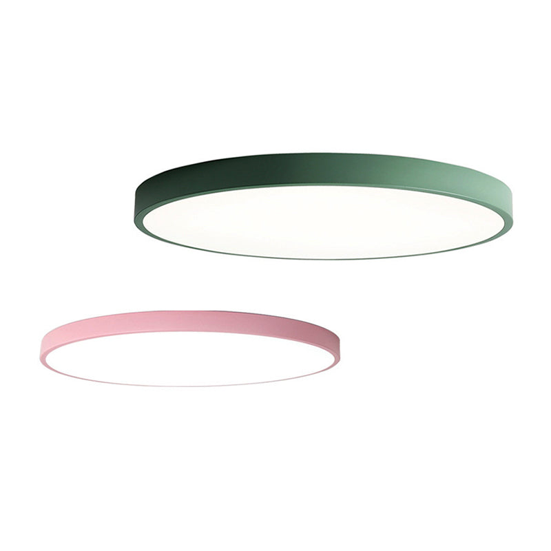 Round Flush Light Fixtures Macaron Simplicity Acrylic Ceiling Light Fixtures for Bedroom