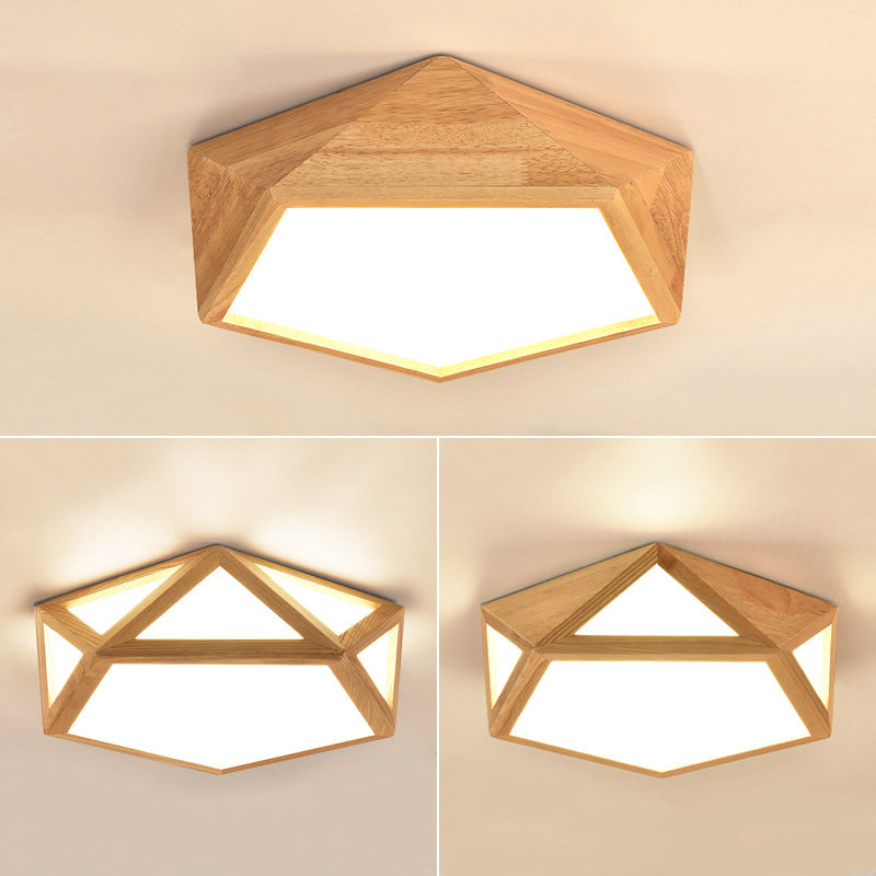 Modern Pentagon Flush Mount Light Fixture Wood Flush Mount Plafond Lamp voor Dining Room