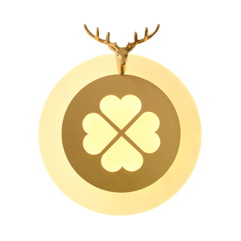 Círculo de metal Luz de luz Tradición Sala de estar LED ILUMINACIÓN DE ILUMINACIÓN EN LATRA/NEGRO CON Patrón de trébol afortunado