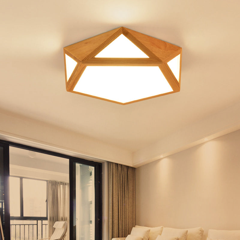 Modern Pentagon Flush Mount Light Fixture Wood Flush Mount Plafond Lamp voor Dining Room