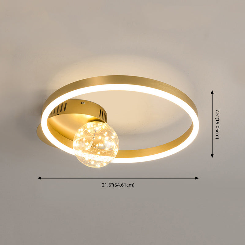 Abat-jour en forme de cerceau pour éclairage de plafond à LED, montage encastré étoilé en métal avec abat-jour en verre boule
