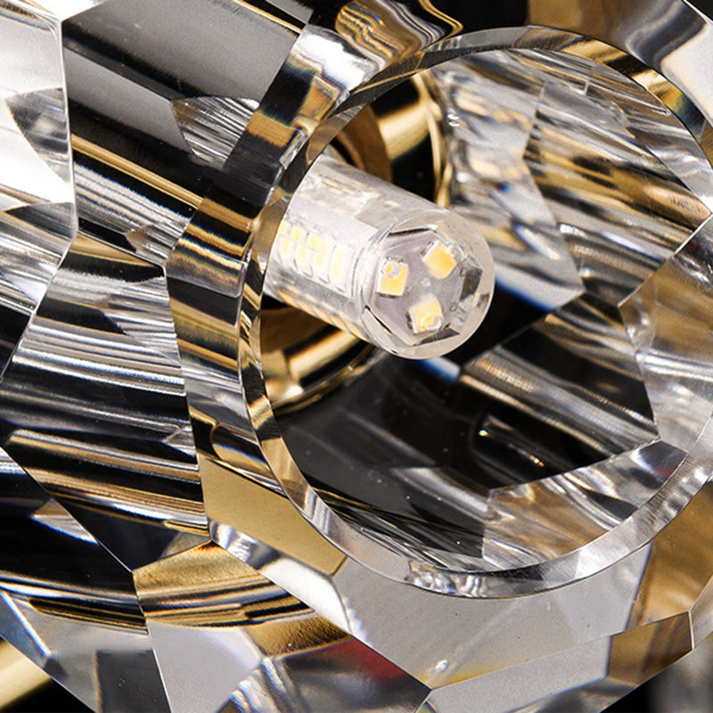 6 teste sfaccettate di cristallo semifulto illuminazione a montaggio postmoderno oro sputnik sala da pranzo lampada a soffitto