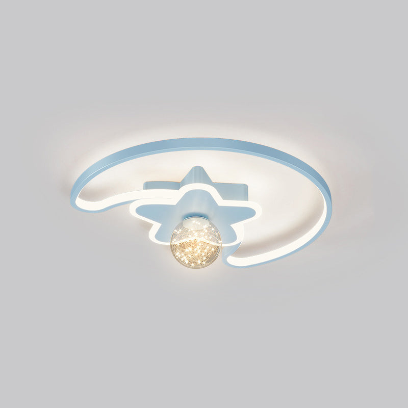 Luminaire encastré en forme d'étoile en métal, plafonnier LED en verre avec boule de simplicité pour chambre à coucher