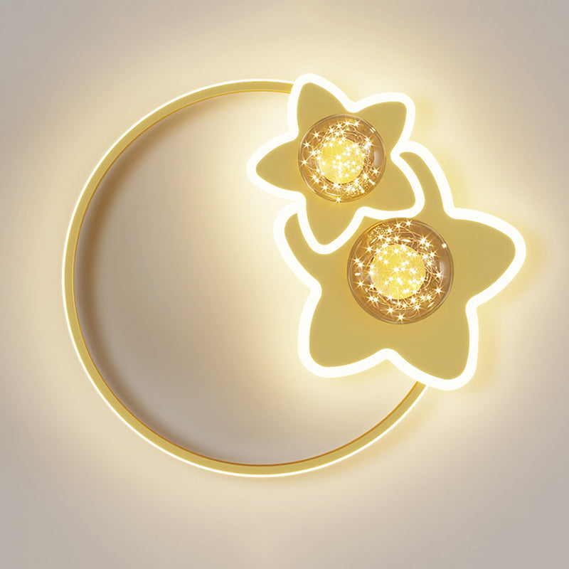 Luminaire encastré en forme d'étoile en métal, plafonnier LED en verre avec boule de simplicité pour chambre à coucher
