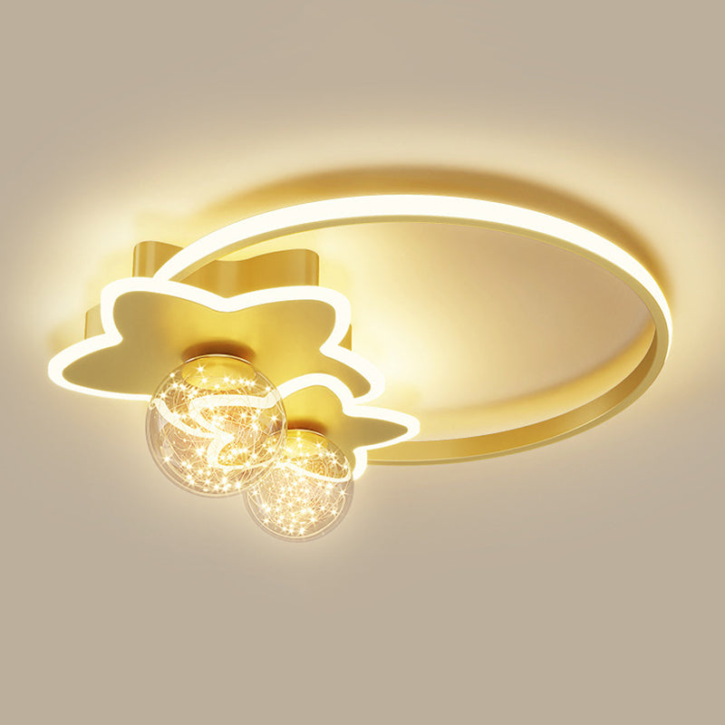Luminaire encastré en forme d'étoile en métal, plafonnier LED en verre avec boule de simplicité pour chambre à coucher