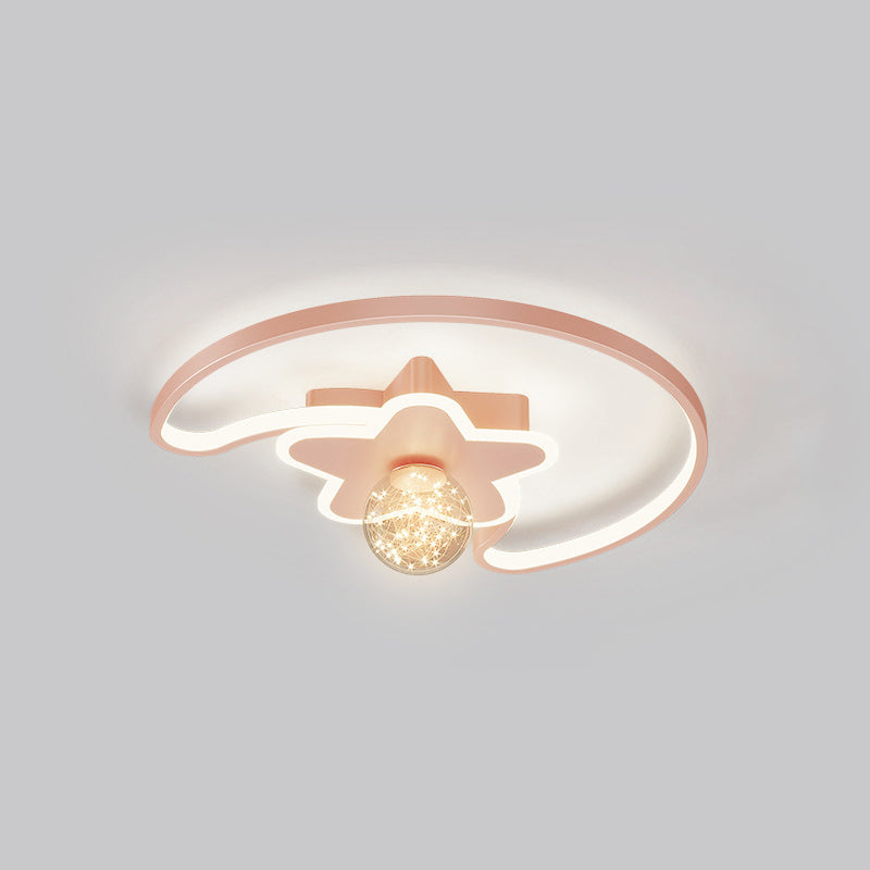 Luminaire encastré en forme d'étoile en métal, plafonnier LED en verre avec boule de simplicité pour chambre à coucher