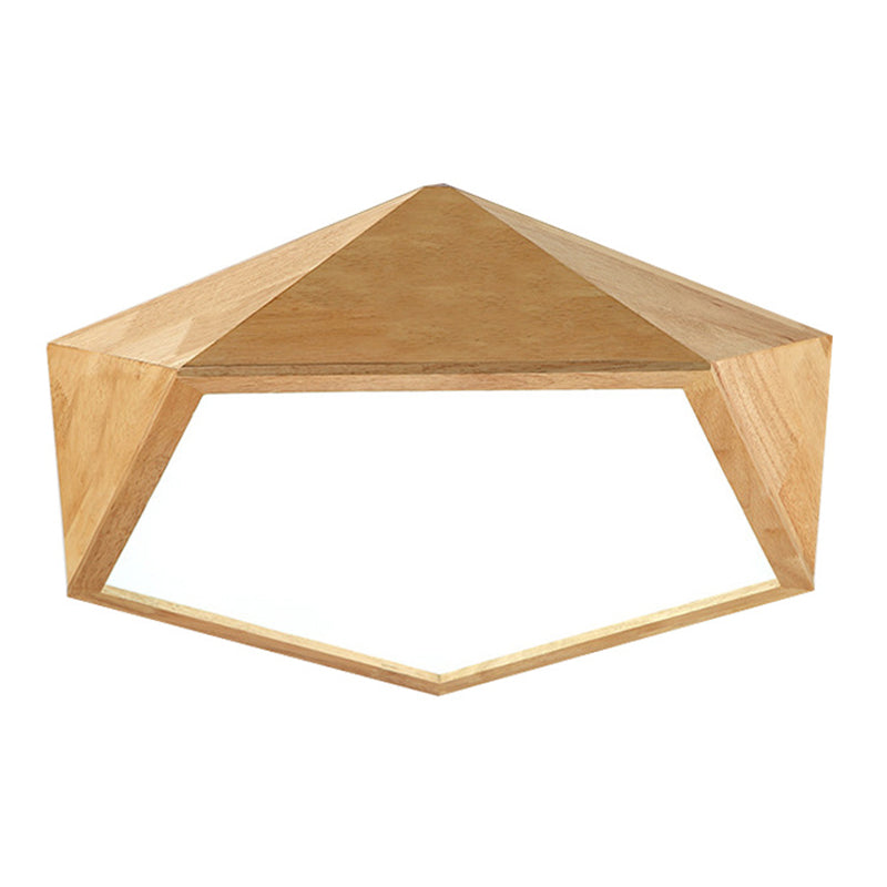 Pentagon Hout Flush Mount Plafond Lamp Fixture Nordic Dining Room Flush Mount Verlichting Armaturen