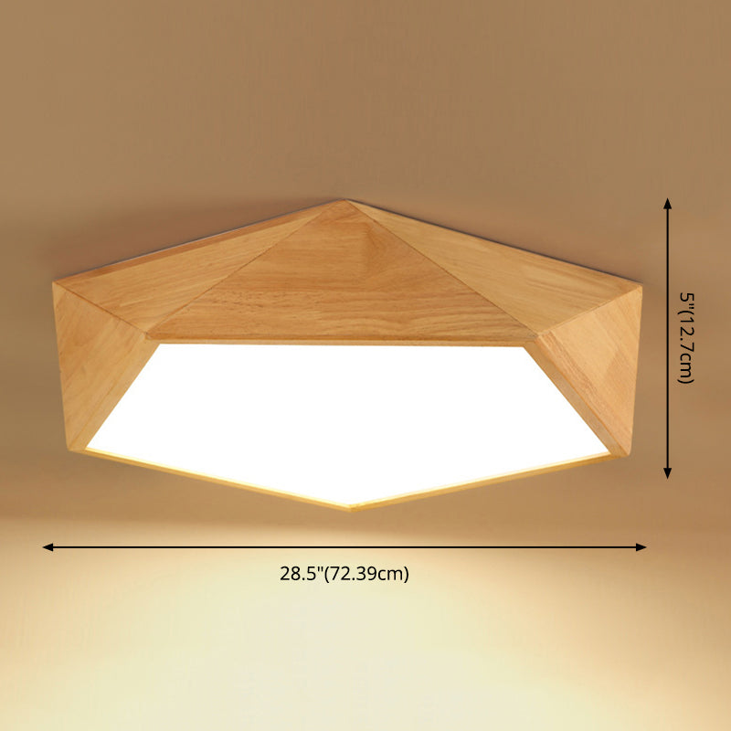 Pentagon Hout Flush Mount Plafond Lamp Fixture Nordic Dining Room Flush Mount Verlichting Armaturen