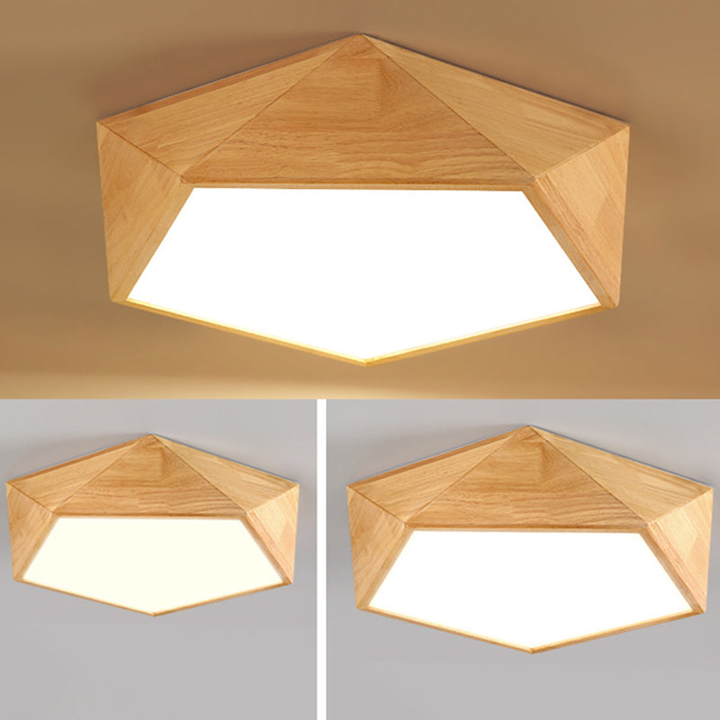 Pentagon Hout Flush Mount Plafond Lamp Fixture Nordic Dining Room Flush Mount Verlichting Armaturen
