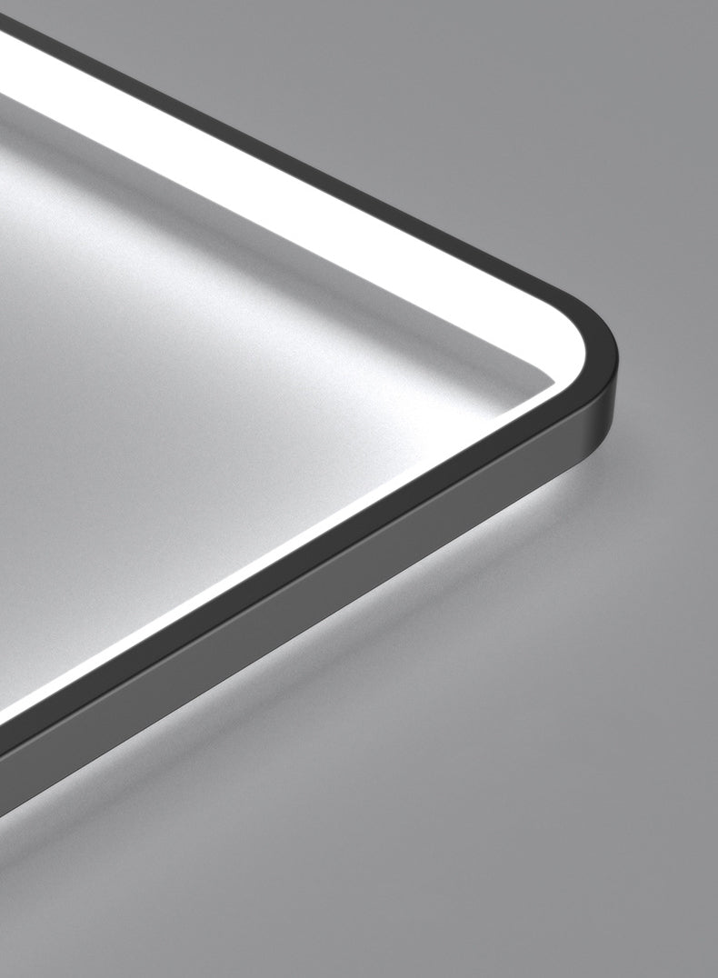 Black Rectangular Flush Mount Lamp Minimalist Aluminum LED Ceiling Light with Ball Glass Shade