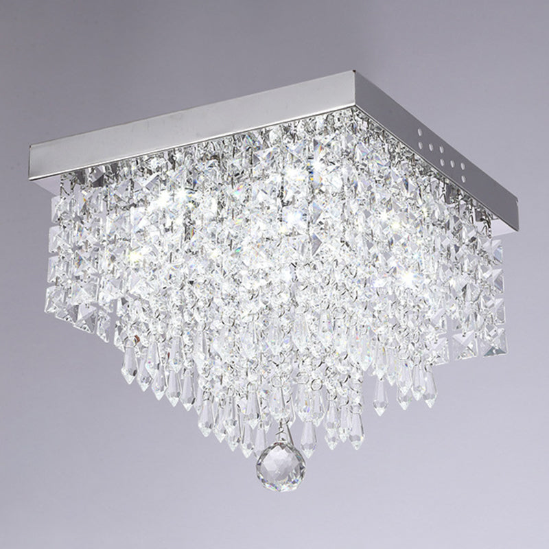 Stainless Steel White LED Ceiling Light in Modern Concise Style Crystal Flush Mount for Corridor