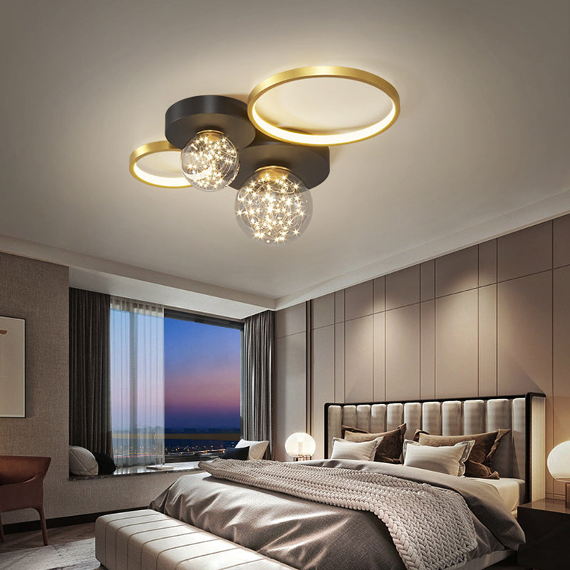 Moderne plafondlamp LED-cirkellicht Zwart Creatief foyerslaapkamerlicht