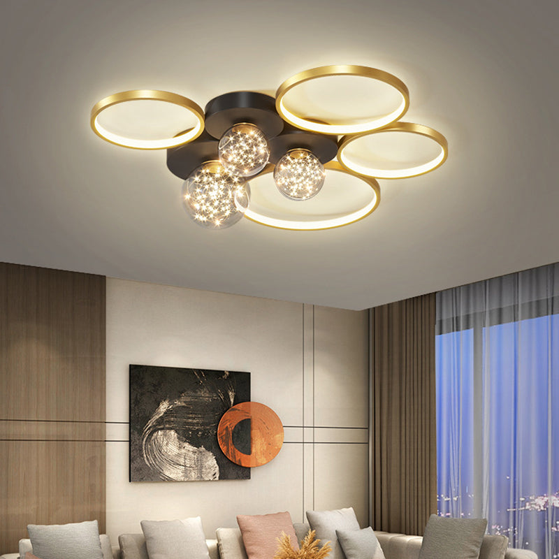 Moderne plafondlamp LED-cirkellicht Zwart Creatief foyerslaapkamerlicht