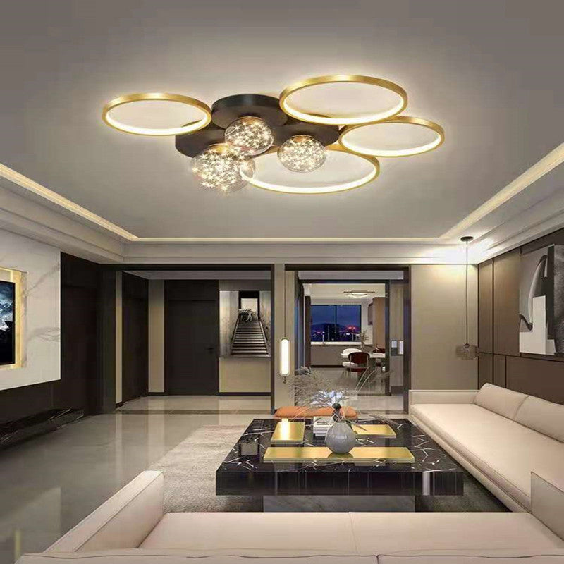 Moderne plafondlamp LED-cirkellicht Zwart Creatief foyerslaapkamerlicht