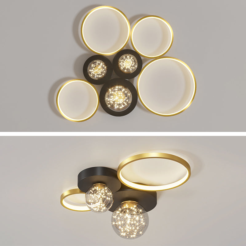 Moderne plafondlamp LED-cirkellicht Zwart Creatief foyerslaapkamerlicht