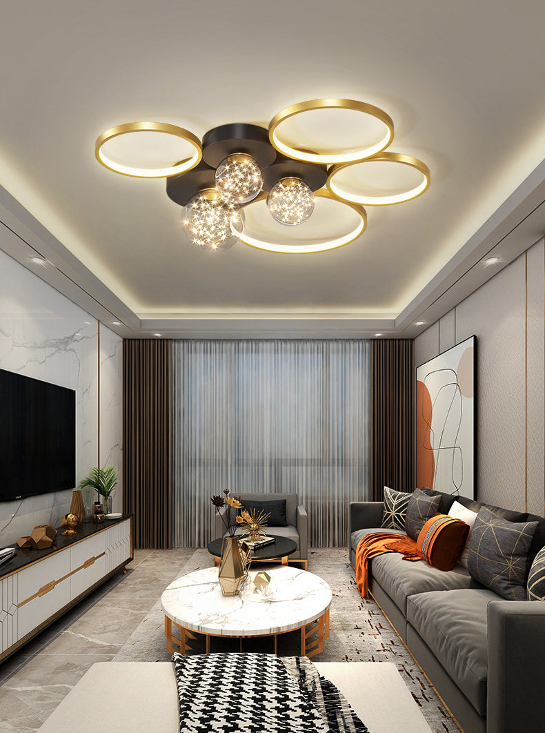 Moderne plafondlamp LED-cirkellicht Zwart Creatief foyerslaapkamerlicht