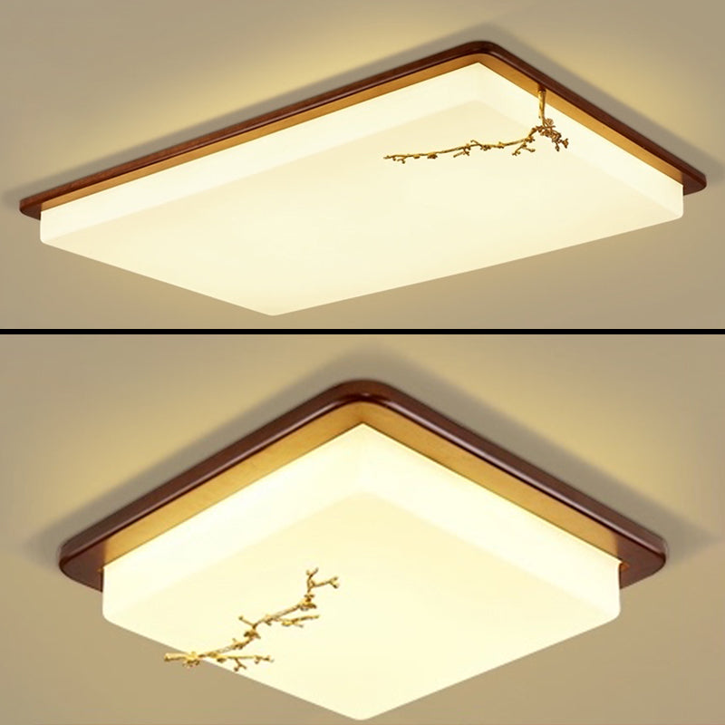 Modern Style Wood LED Flush Light Living Room Ceiling Mounted Light with 1 Light