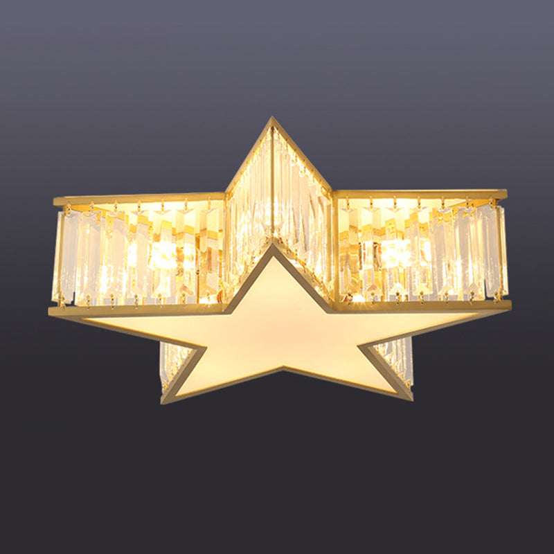 Gold Geometric LED Ceiling Light in Modern Singular Style Copper Indoor Flush Mount with Acrylic Shade