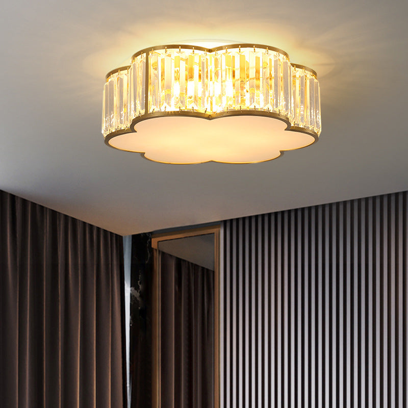 Gold Geometric LED Ceiling Light in Modern Singular Style Copper Indoor Flush Mount with Acrylic Shade