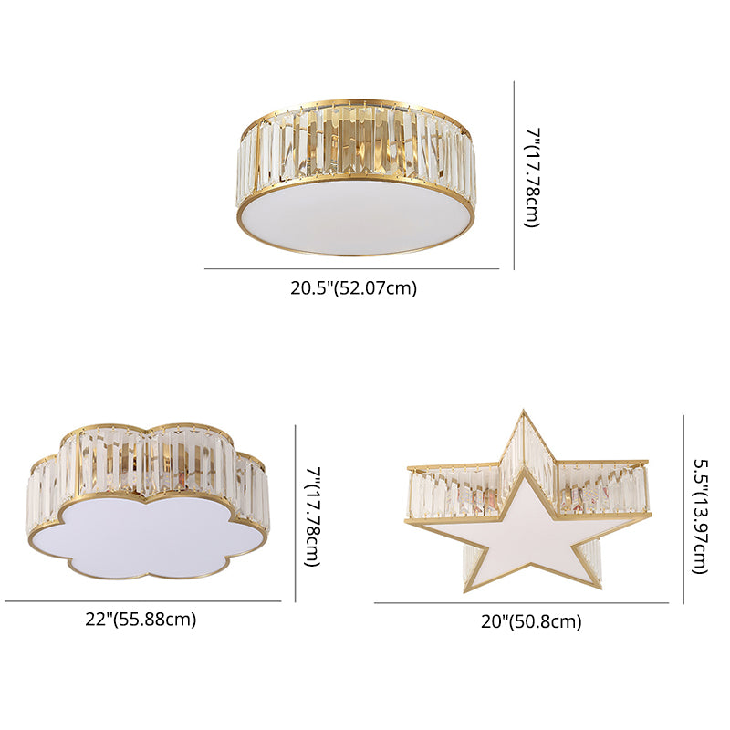 Gold Geometric LED Ceiling Light in Modern Singular Style Copper Indoor Flush Mount with Acrylic Shade